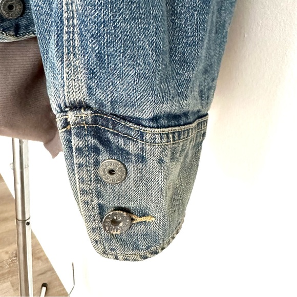 Vintage XL fleece lined denim jacket with custom Route 66 and Harley patches - Picture 9 of 13